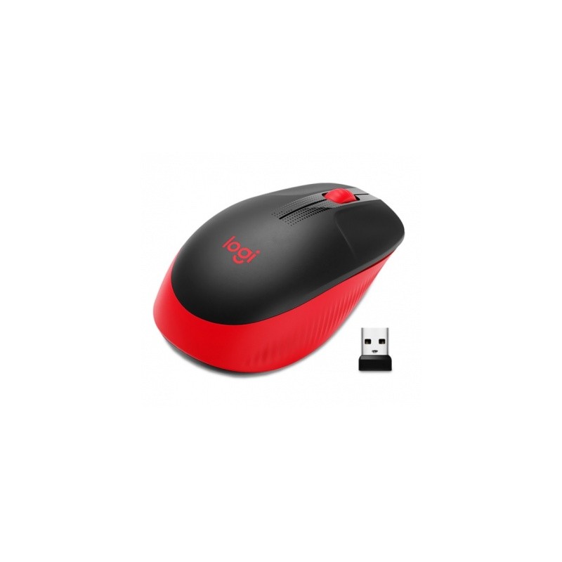 mouse inalambrico logitech m190 rojo-negro