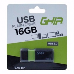 memoria usb 16gb ghia 2.0 negro / verde