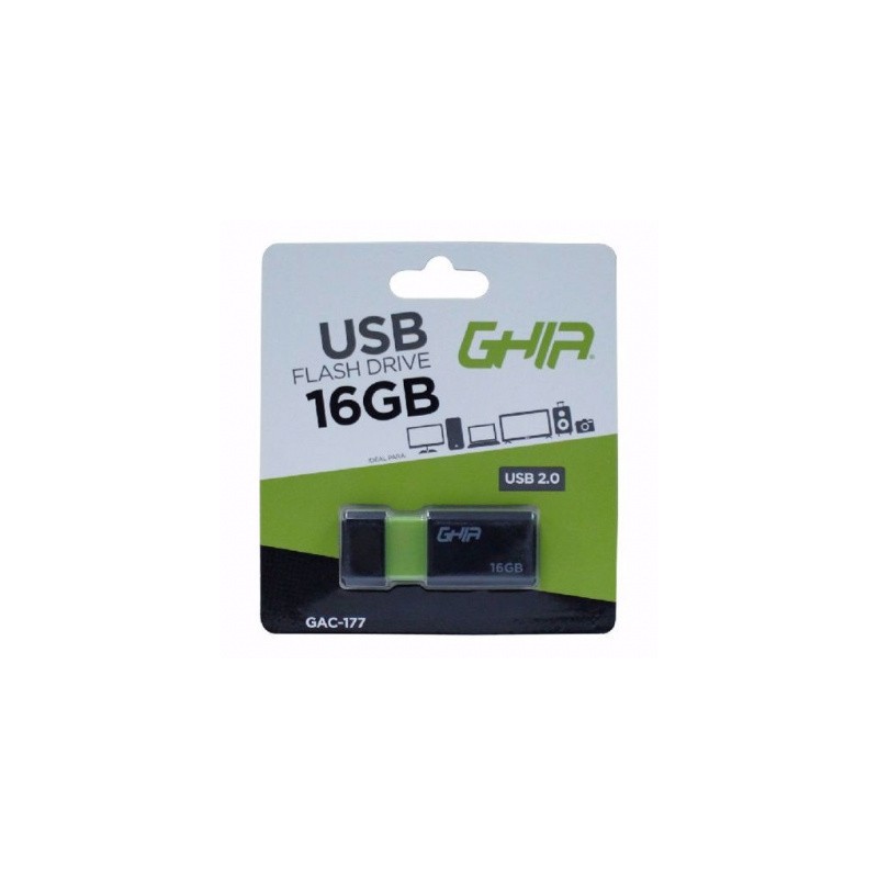 memoria usb 16gb ghia 2.0 negro / verde