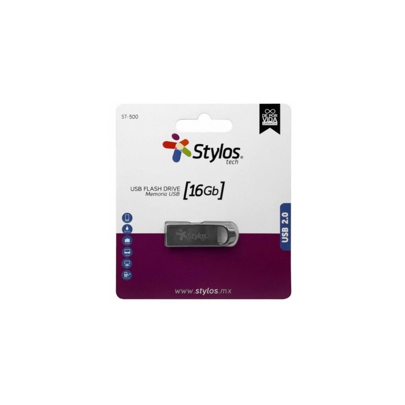 memoria usb 16gb metalica stylos st-500
