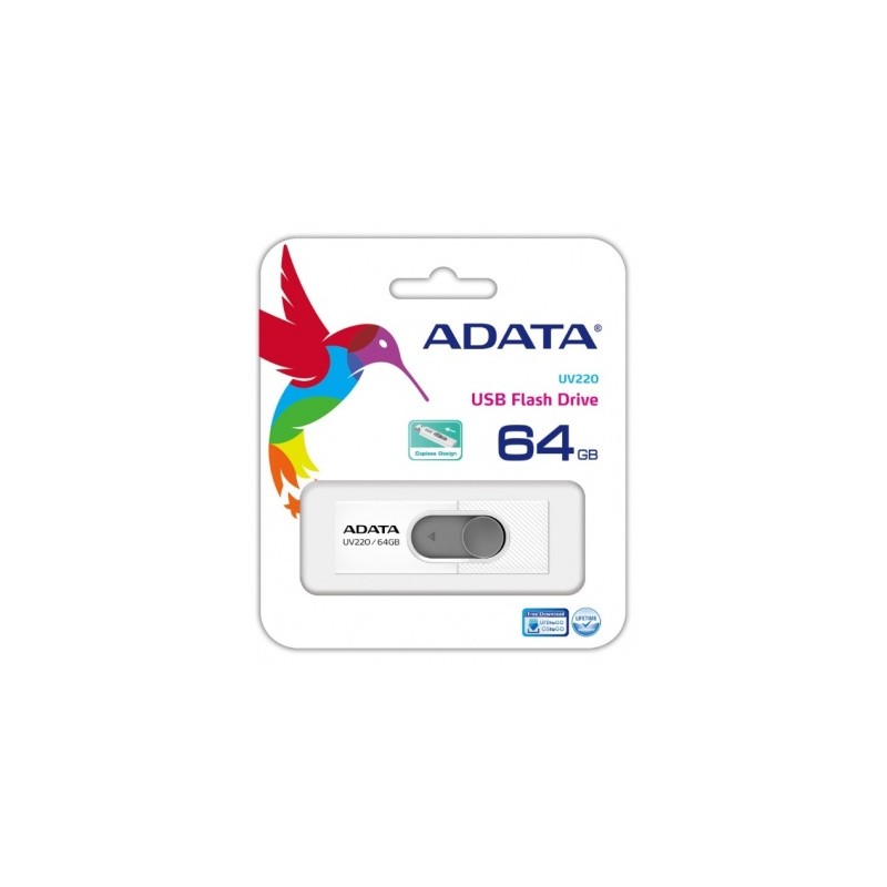 memoria usb 64gb adata uv220 blanco gris