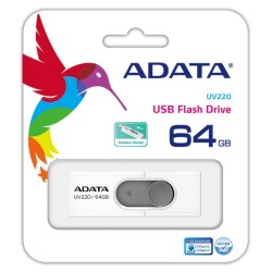 memoria usb 64gb adata uv220 blanco gris