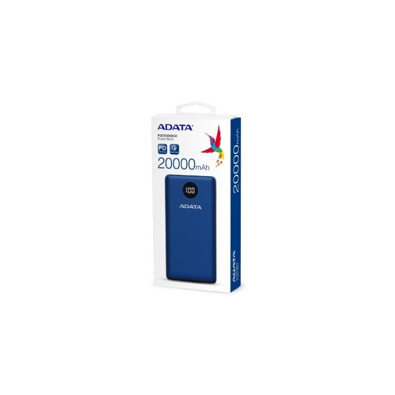power bank 20000 mah adata p20000qcd azul
